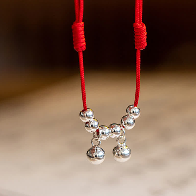Buddha Stones925 スターリングシルバー レッドストリング ブレイド ベル チャーム アンクレット