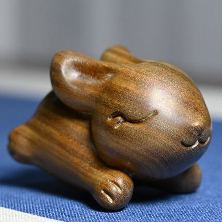 Buddha Stones緑 白檀 小さな ミニ かわいい ウサギ 平和 装飾