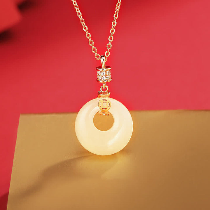 Buddha Stones 925スターリングシルバー 和田白翡翠コインフラワー平和のお守りチャーム幸運ネックレスペンダント - image 0