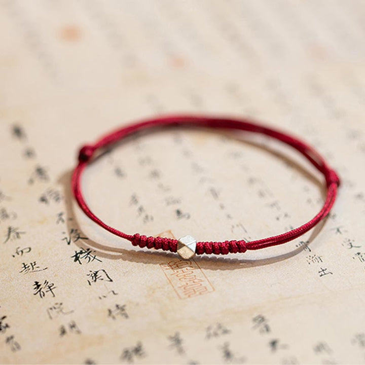 Buddha Stones925スターリングシルバー 幸運のビーズ 守護 レッドストリング 編み込みブレスレット