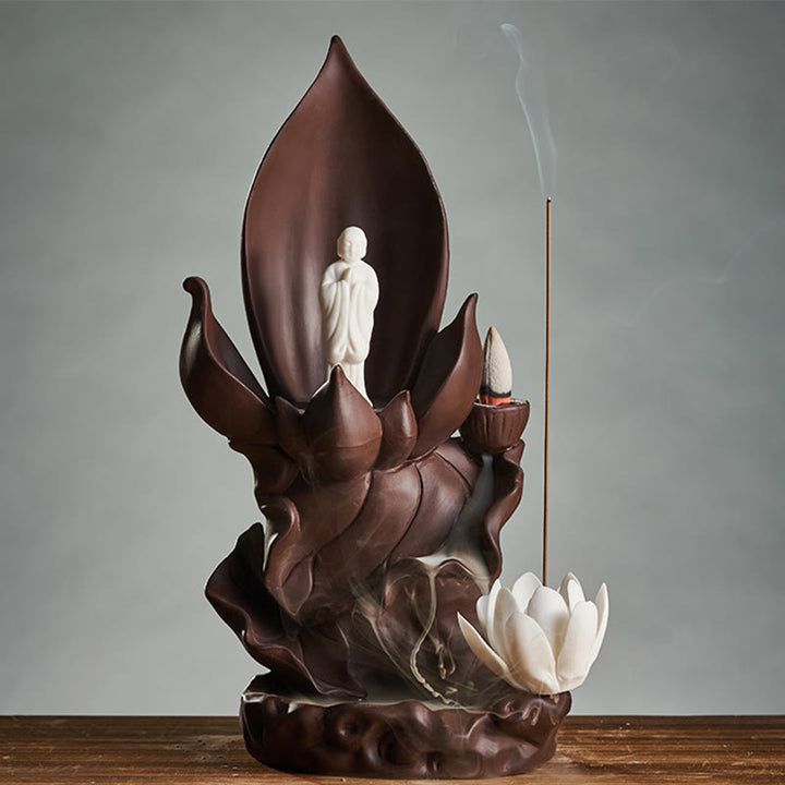 Buddha Stones蓮仏 観音菩薩 悟り 紫粘土 香炉 装飾