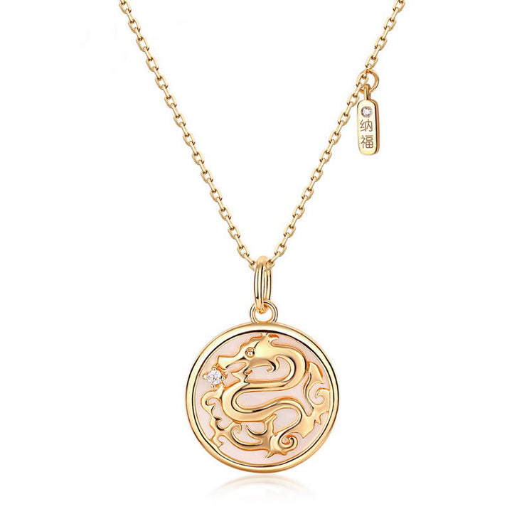 ❗❗❗フラッシュセール -Buddha Stones925 スターリングシルバー シャコガイ ストーン 龍年 福 キャラクター 幸運 強さ ネックレス ペンダント