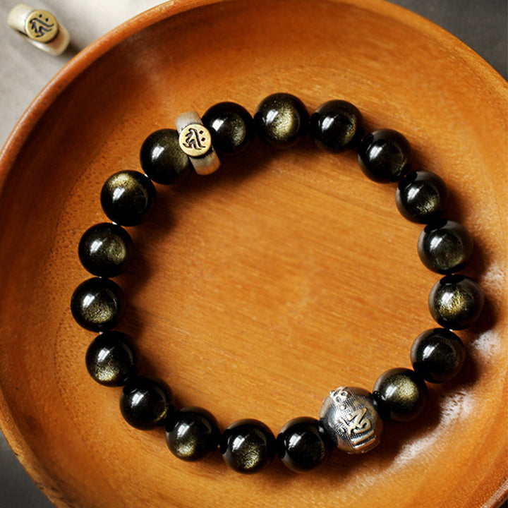 Buddha Stones十二支誕生仏黒曜石 浄化ブレスレット