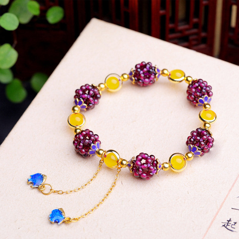 チベットガーネット カーム ブレスレット ピンク 天然石 パワーストーン 幸運 開運 | Buddha Stones