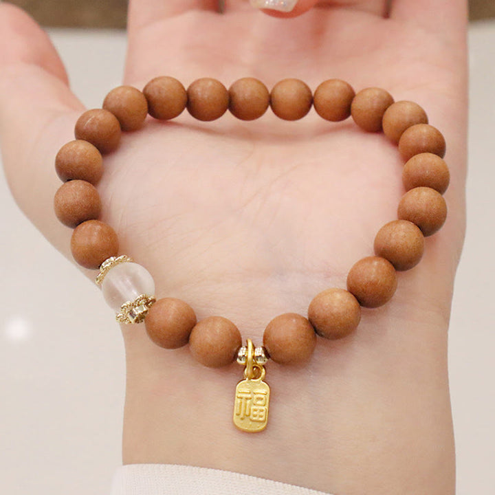 Buddha Stones白檀 キャッツアイ 福 キャラクター チャーム 守護 ブレスレット