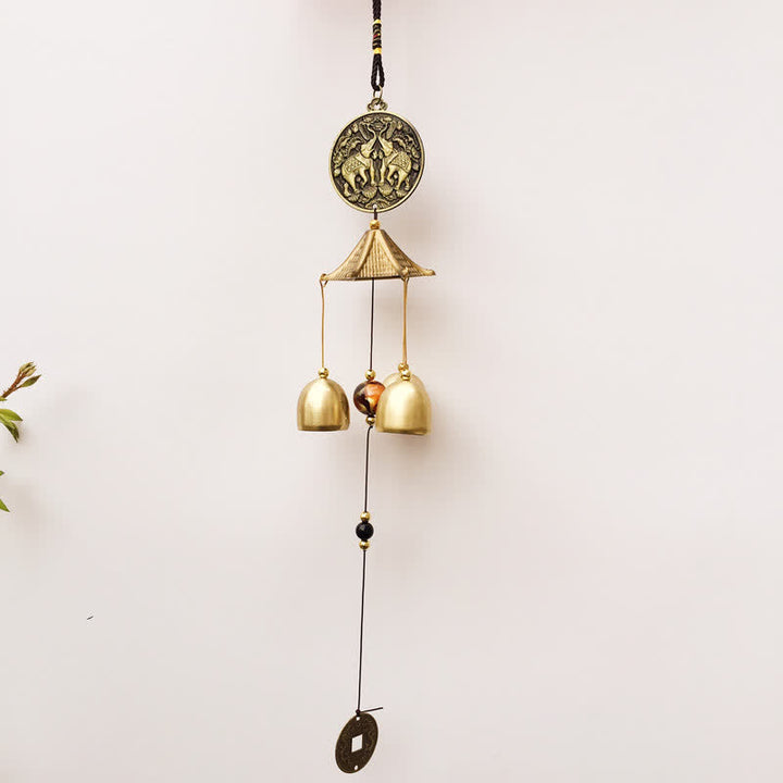 Buddha Stones祝福の文字 象 八卦 縁起の良いコイン 壁掛け チャイム ベル 手作り ホームデコレーション - image 5