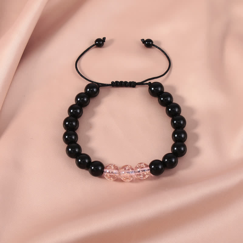 Buddha Stonesブラックオブシディアン 光るグロウストーン 強さのブレスレット