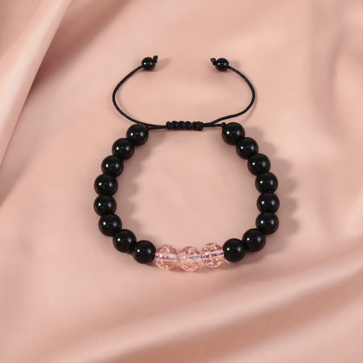 Buddha Stonesブラックオブシディアン 光るグロウストーン 強さのブレスレット