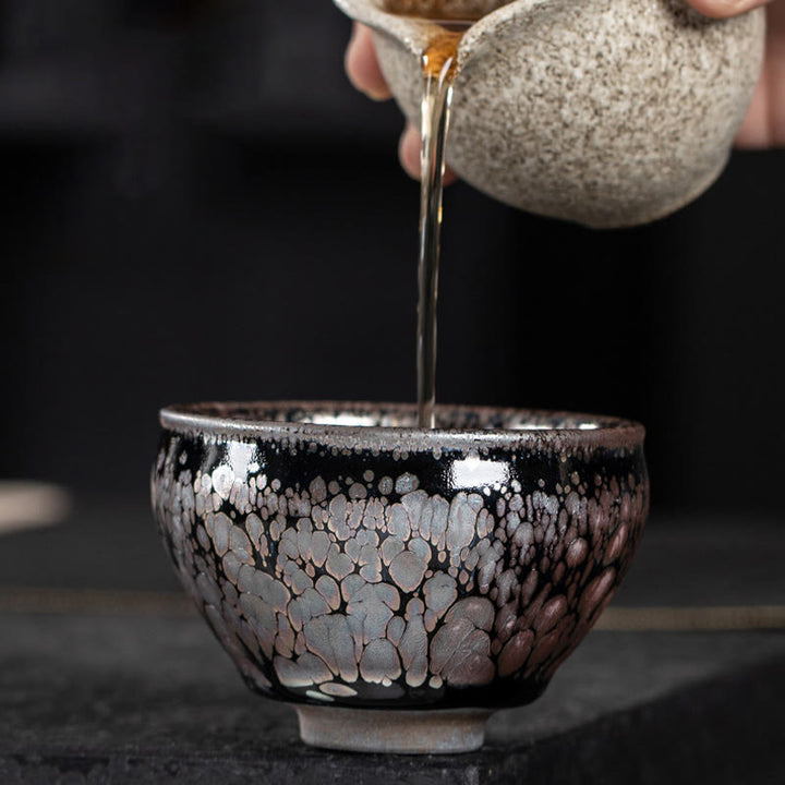 Buddha Stones手作りの桜桜デザイン中国Jianzhan陶器ティーカップカンフーティーカップ