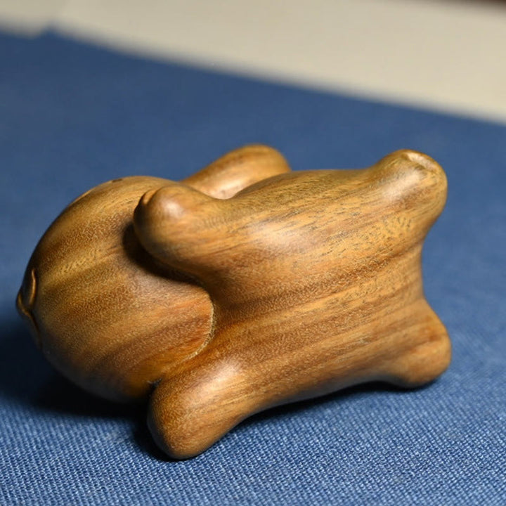 Buddha Stones緑 白檀 小さな ミニ かわいい ウサギ 平和 装飾