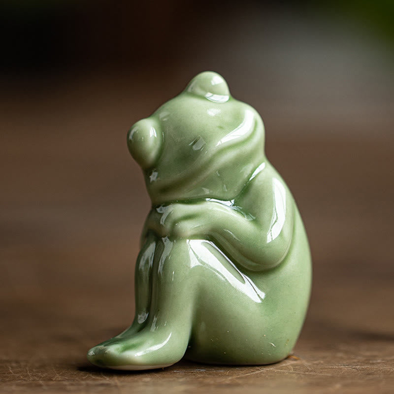 Buddha Stonesミニ 小型 瞑想 蓮 休憩 カエル 陶器 富 幸運 家庭用 ティーペット 置物 装飾