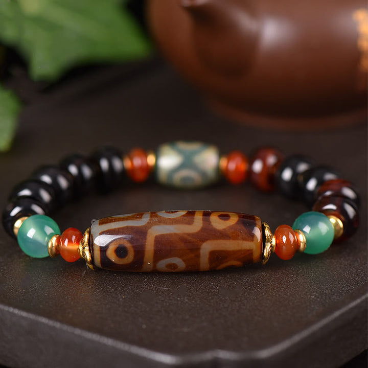 Buddha Stonesチベット天然九眼珠三眼珠護身ブレスレット