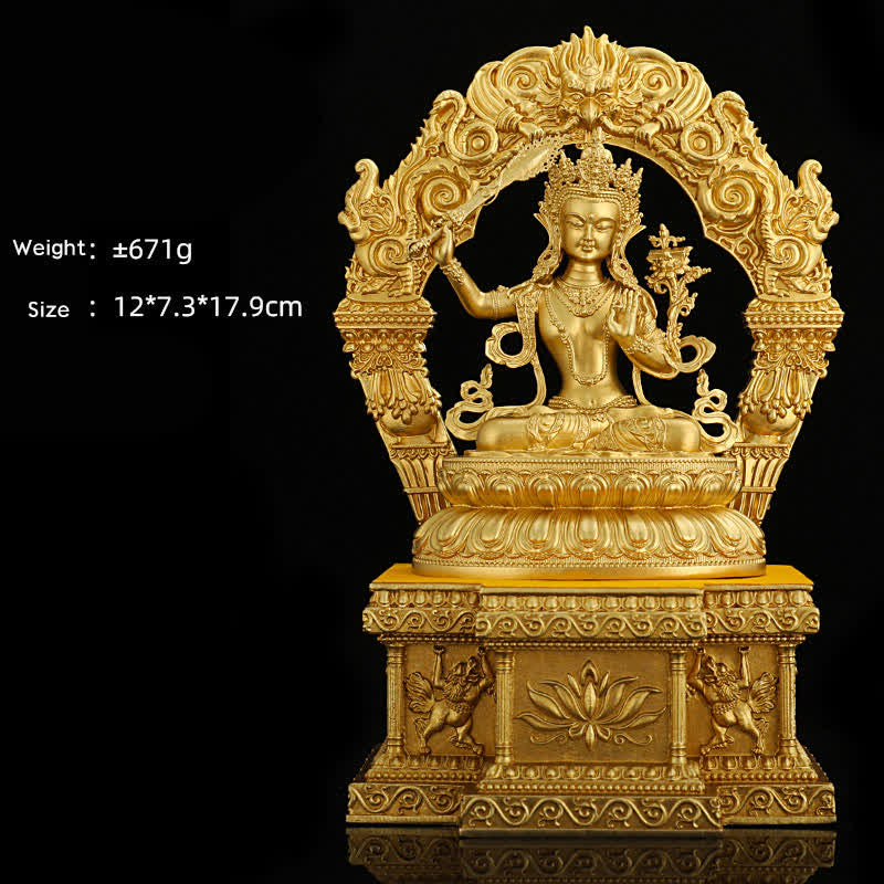 釈迦牟尼阿弥陀仏薬師如来像 静寂の銅像 室内装飾 - 10cm 文殊菩薩像と台座 - image 11