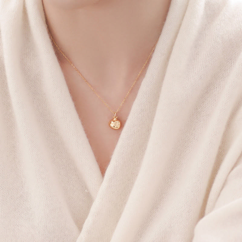 Buddha Stones 925スターリングシルバー 18Kゴールドメッキ ザクロガーネットクリスタル パッションチャームネックレスペンダント