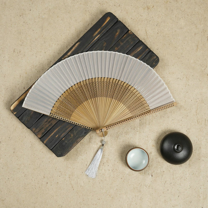 Buddha Stonesのヴィンテージ手持ち扇子（竹製フレーム付き）
