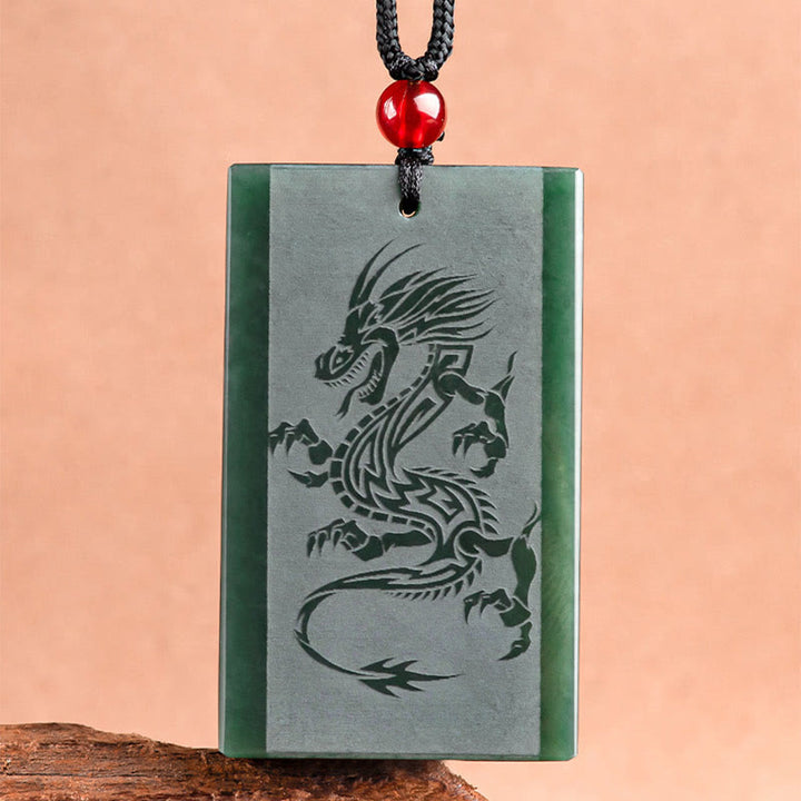 Buddha Stones和田翡翠 龍彫り 成功のネックレスペンダント - image 5