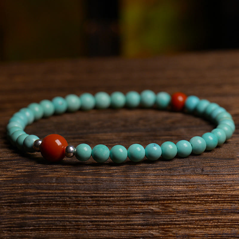 Buddha Stonesターコイズ レッドアゲート ビーズ守護ブレスレット - image 4