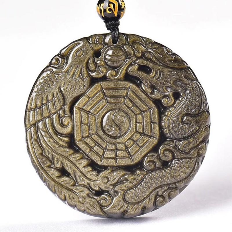 Buddha Stonesゴールデンオブシディアン ヒーリングエネルギーネックレスペンダント