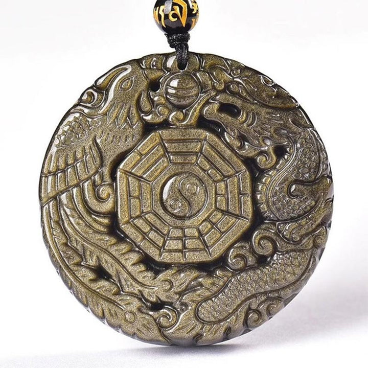 Buddha Stonesゴールデンオブシディアン ヒーリングエネルギーネックレスペンダント