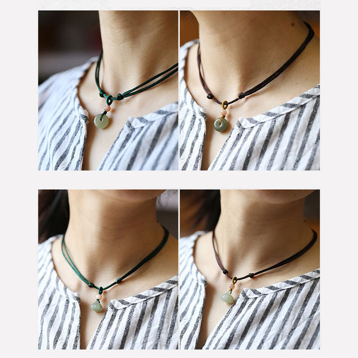 Buddha Stones天然丸玉平和のお守りチャーム蓮の豊かさ ストリングネックレスペンダント - image 15