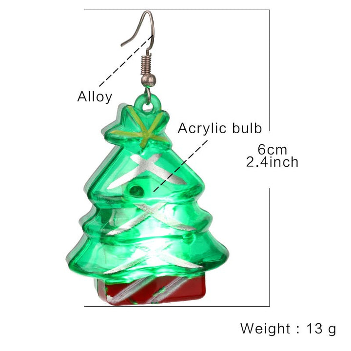 LEDクリスマスサンタクロースツリーエルク光るイヤリング