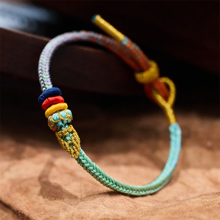 Buddha Stonesカラフルロープ 8本糸 平和結び 幸運 手作りブレスレット