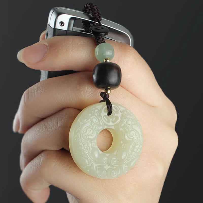 Buddha Stones翡翠 平和 バックル 豊穣 富のキーチェーン