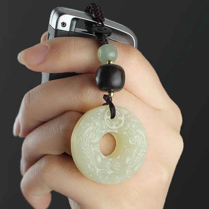 Buddha Stones翡翠 平和 バックル 豊穣 富のキーチェーン