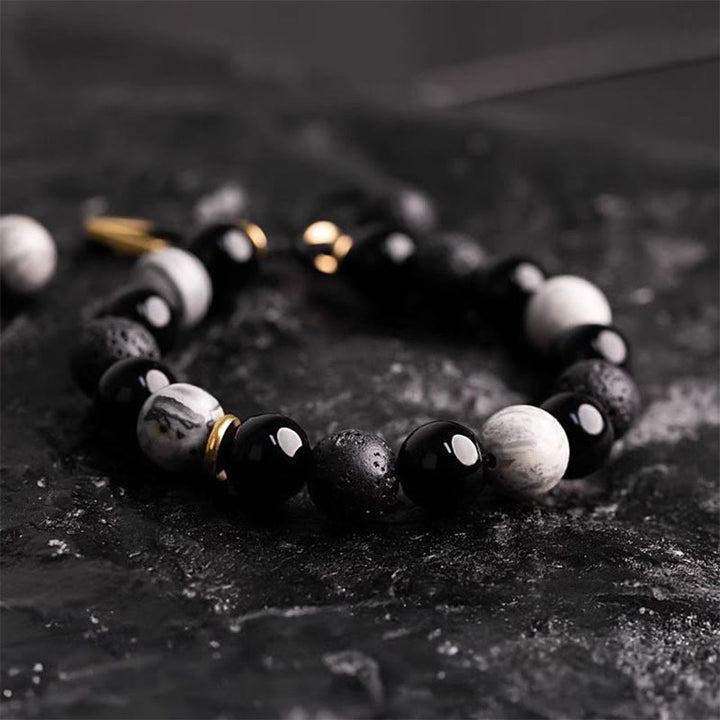 Buddha Stones黒曜石 溶岩石 陰陽強さブレスレット - image 10