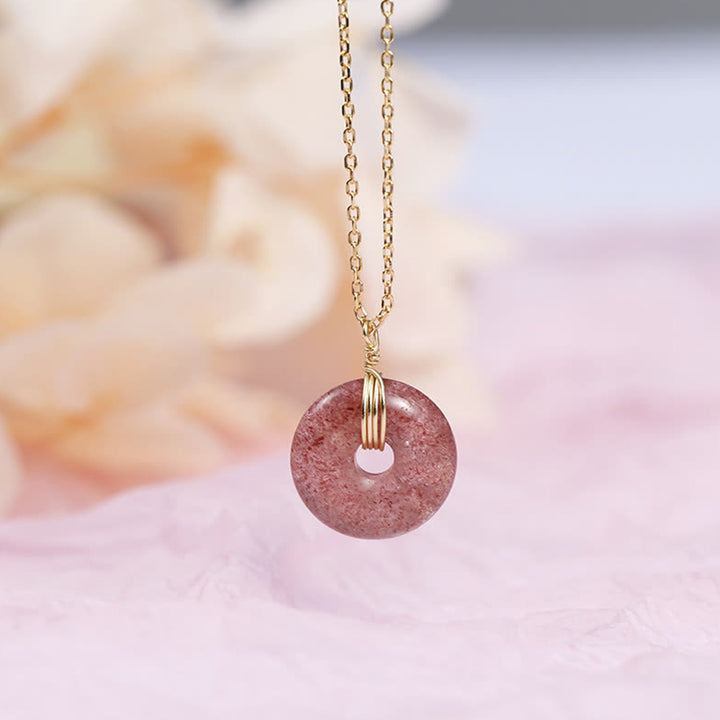 Buddha Stones925スターリングシルバー ストロベリークォーツ ヒーリングポジティブネックレス