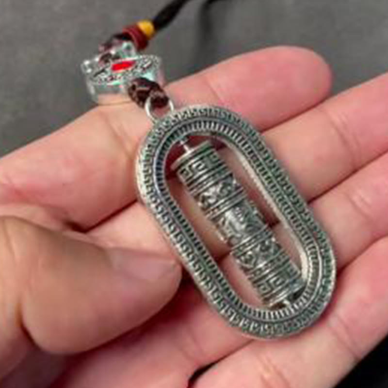 チベットのBuddha Stonesオム・Om Mani Padme Hum祈りの輪 平和 回転式 車用吊り下げ装飾