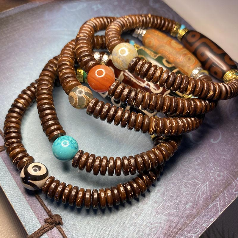 Buddha Stonesチベット九眼ビーズ富のブレスレット