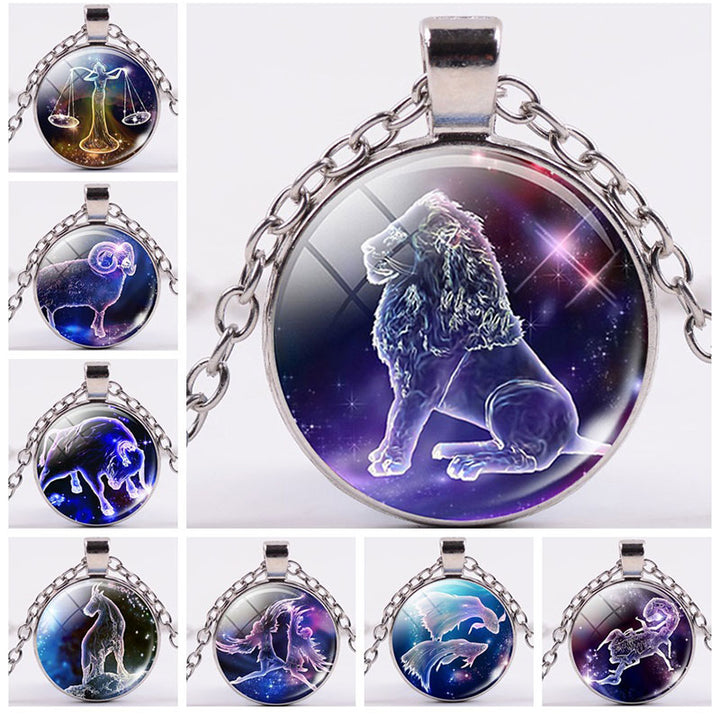 12星座の月と星空の守護の祝福ネックレスペンダント