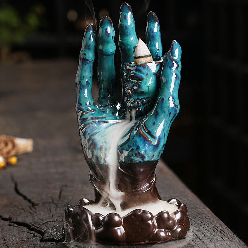 Buddha Stonesハロウィン ゴーストハンド スカルヘッド セラミック 平和 癒し 香炉 装飾