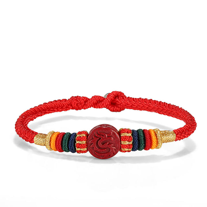 Buddha Stones龍年 925 スターリングシルバー 中国十二支 辰砂 縁起の良い組み合わせ 祝福ブレスレット