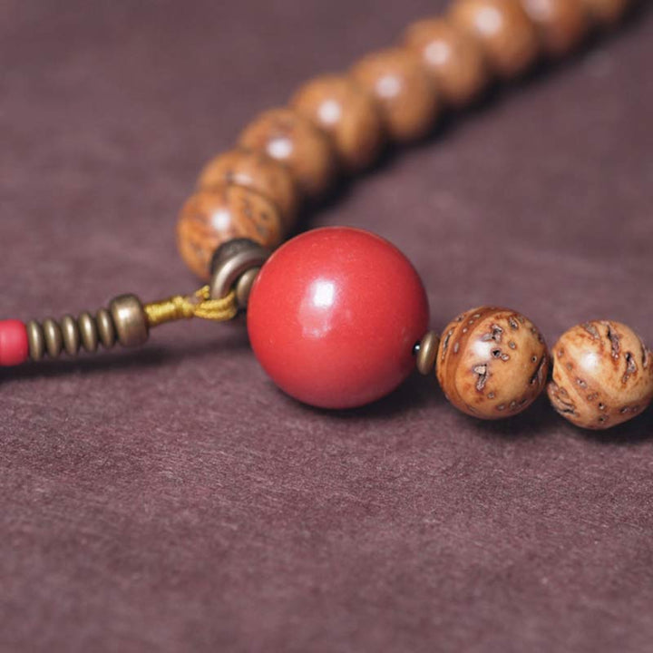 Buddha Stones108 個入りMalaビーズ 菩提樹の知恵 平和 タッセルブレスレット