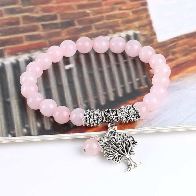 Buddha Stones天然石 生命の樹 ラッキーチャーム ストレッチブレスレット