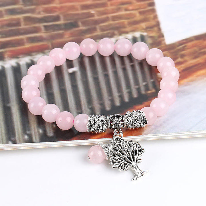 Buddha Stones天然石 生命の樹 ラッキーチャーム ストレッチブレスレット
