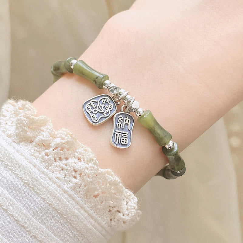 Buddha Stones925 スターリングシルバー 竹翡翠 幸運の猫福キャラクター 幸運の豊かさのブレスレット - image 9