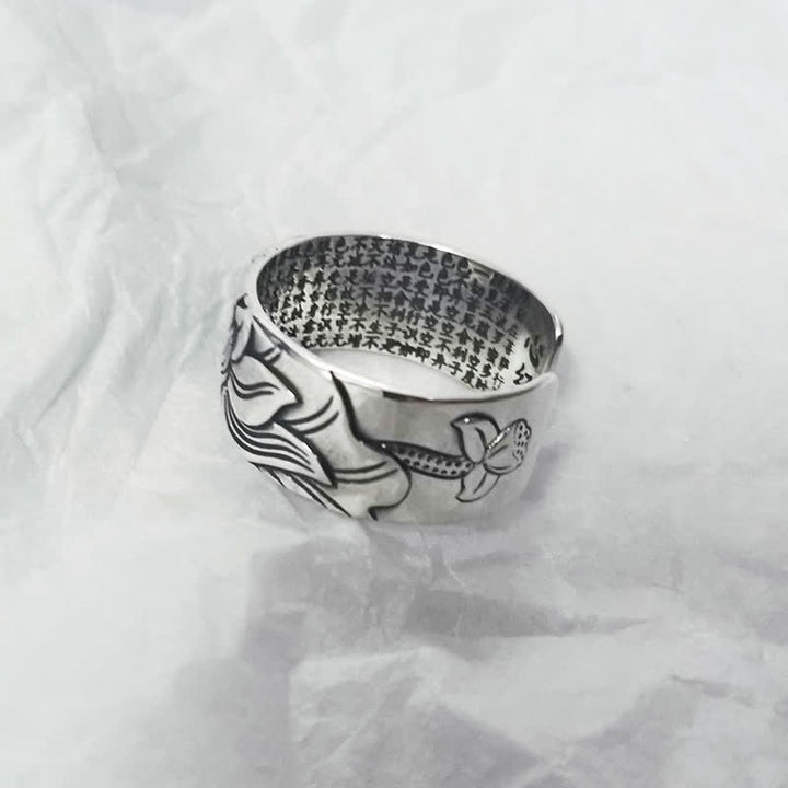 Buddha Stones999 スターリングシルバー 蓮のシンボル 般若心経 守護リング