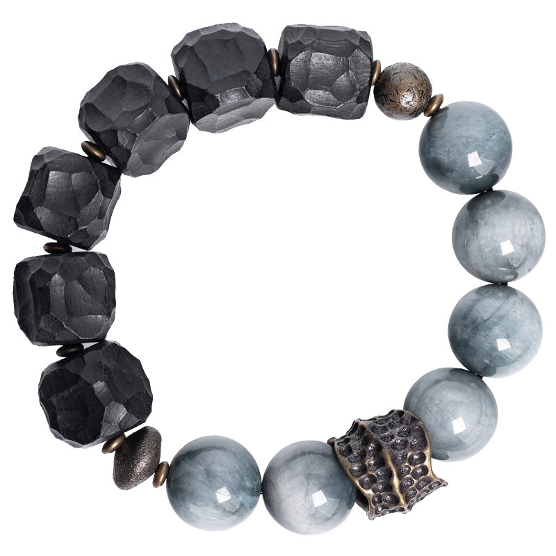 Buddha Stonesアイストーン 黒檀 銅 自信 カップルブレスレット