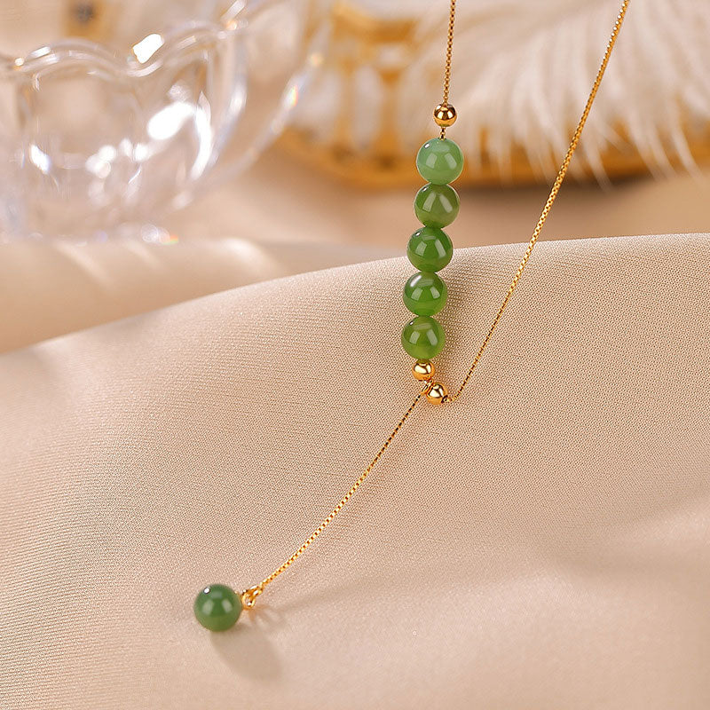 Buddha Stones925スターリングシルバー シアン翡翠ビーズ ヒーリングネックレスペンダント