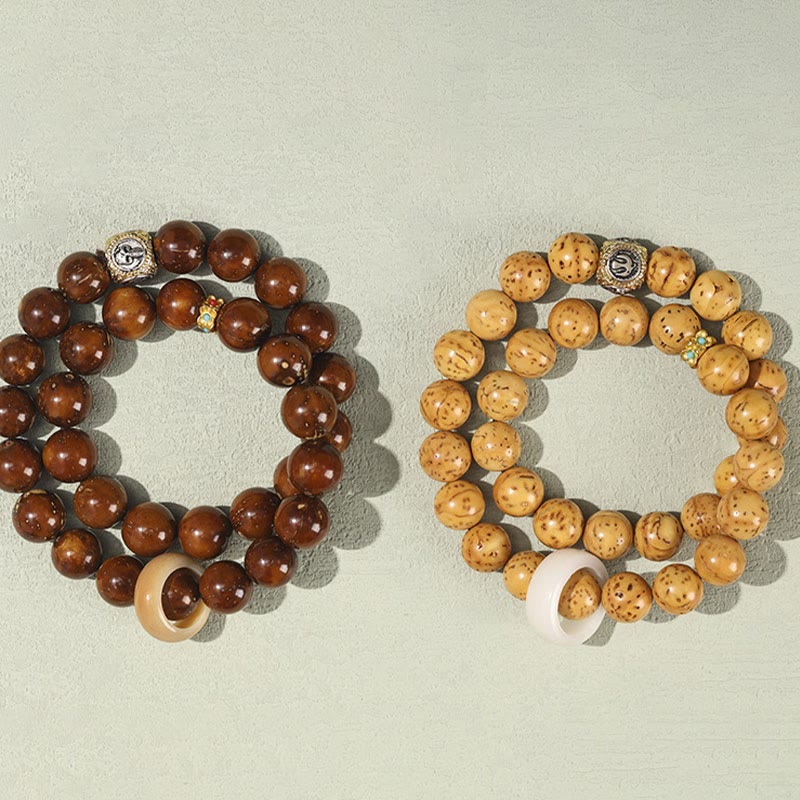 Buddha Stonesチベット天然紫金鼠菩提樹の富ダブルラップブレスレット