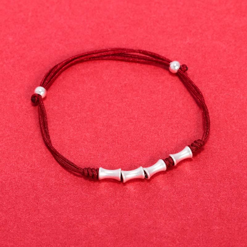 Buddha Stones925 スターリングシルバー 竹デザイン 守護幸運 編み込みブレスレット