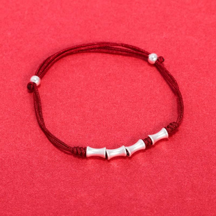 Buddha Stones925 スターリングシルバー 竹デザイン 守護幸運 編み込みブレスレット