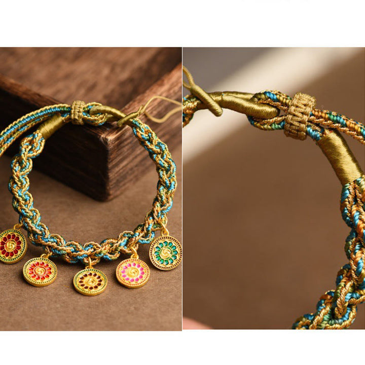 Buddha Stones チベット 五大富豪 幸運の神 手作り 編み紐ブレスレット 開運 ギフト メンズ レディース