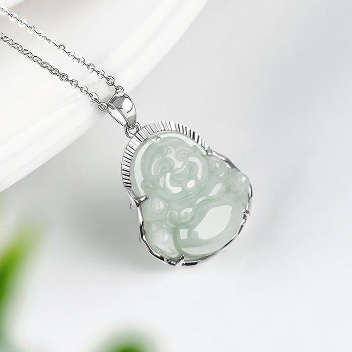Buddha Stones925スターリングシルバー 笑う仏陀 翡翠 幸運 穏やか ネックレス チェーン ペンダント - image 4