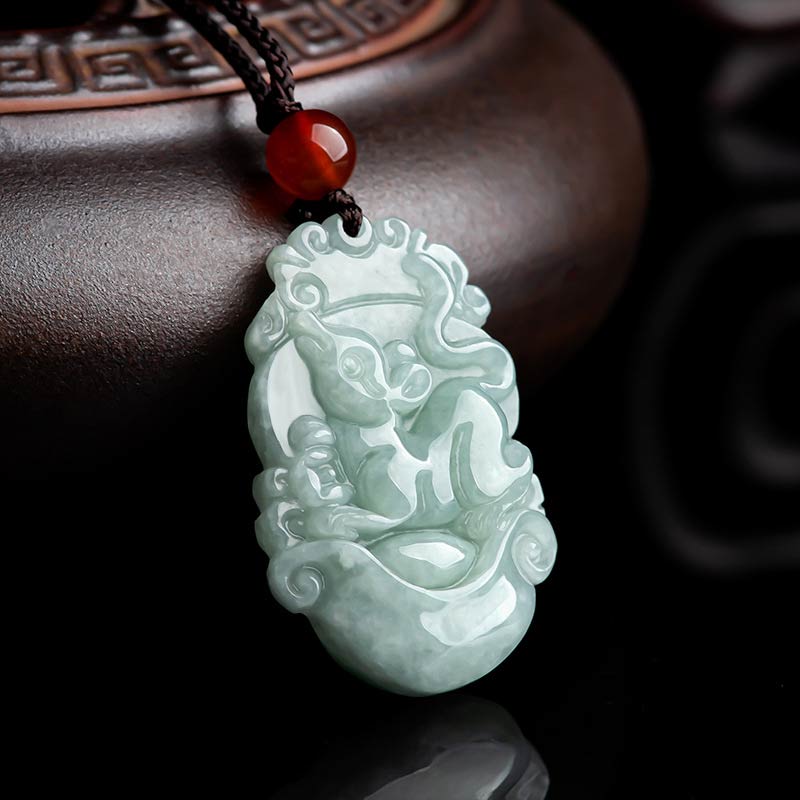 Buddha Stones天然翡翠12星座成功ペンダントネックレス - image 2