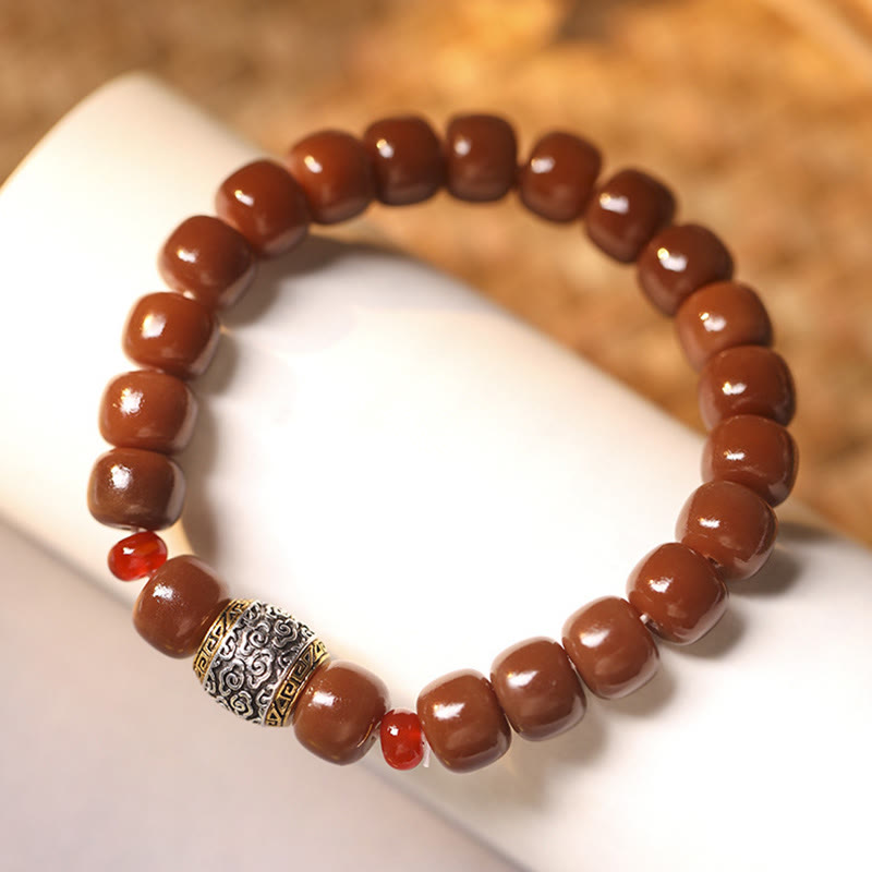 Buddha Stones菩提樹の吉兆雲福文字ビーズ平和ブレスレット