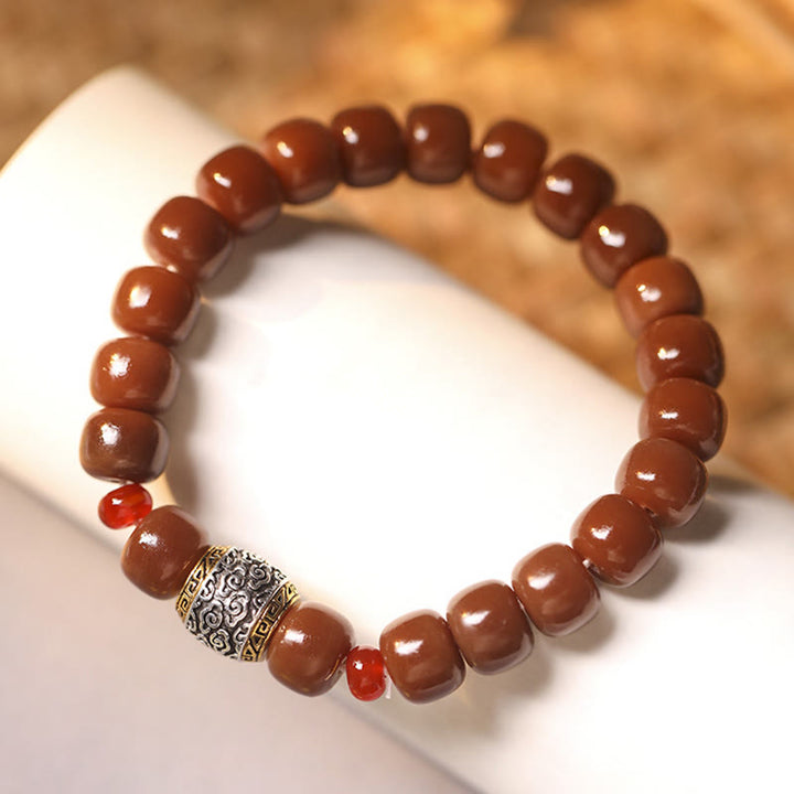 Buddha Stones菩提樹の吉兆雲福文字ビーズ平和ブレスレット
